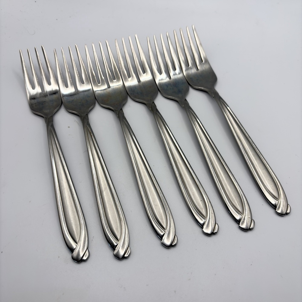 6 Hampton Silversmiths CONCORDE Salad Forks Stainless Steel Flatware 18/8 Korea